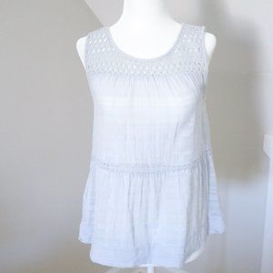 LOFT Light Blue Crochet Detail Sleeveless Top XS